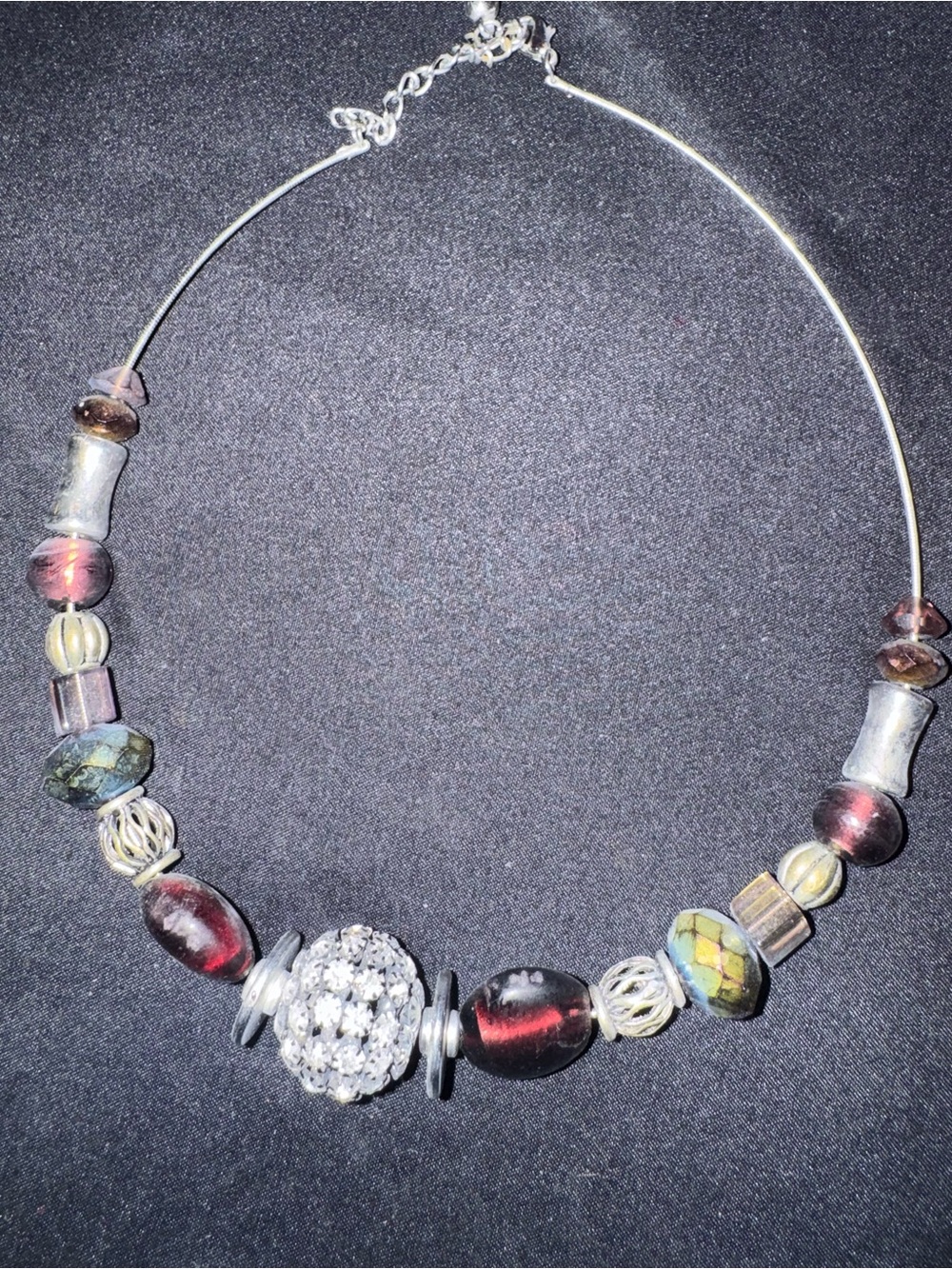 Handcrafted Burgundy and Multicolor Bead Statement Necklace